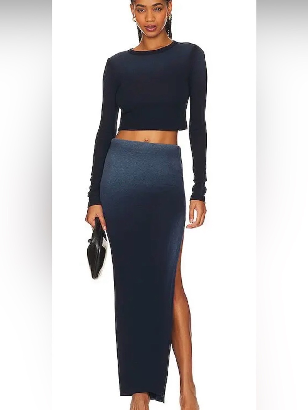 Cotton Citizen Navy High-Waist Maxi Skirt with Side Slit Verona Matching SET